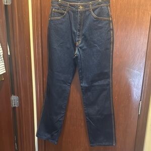 Gitano Blue Straight Jeans with orange stitch detail 30 inch inseam